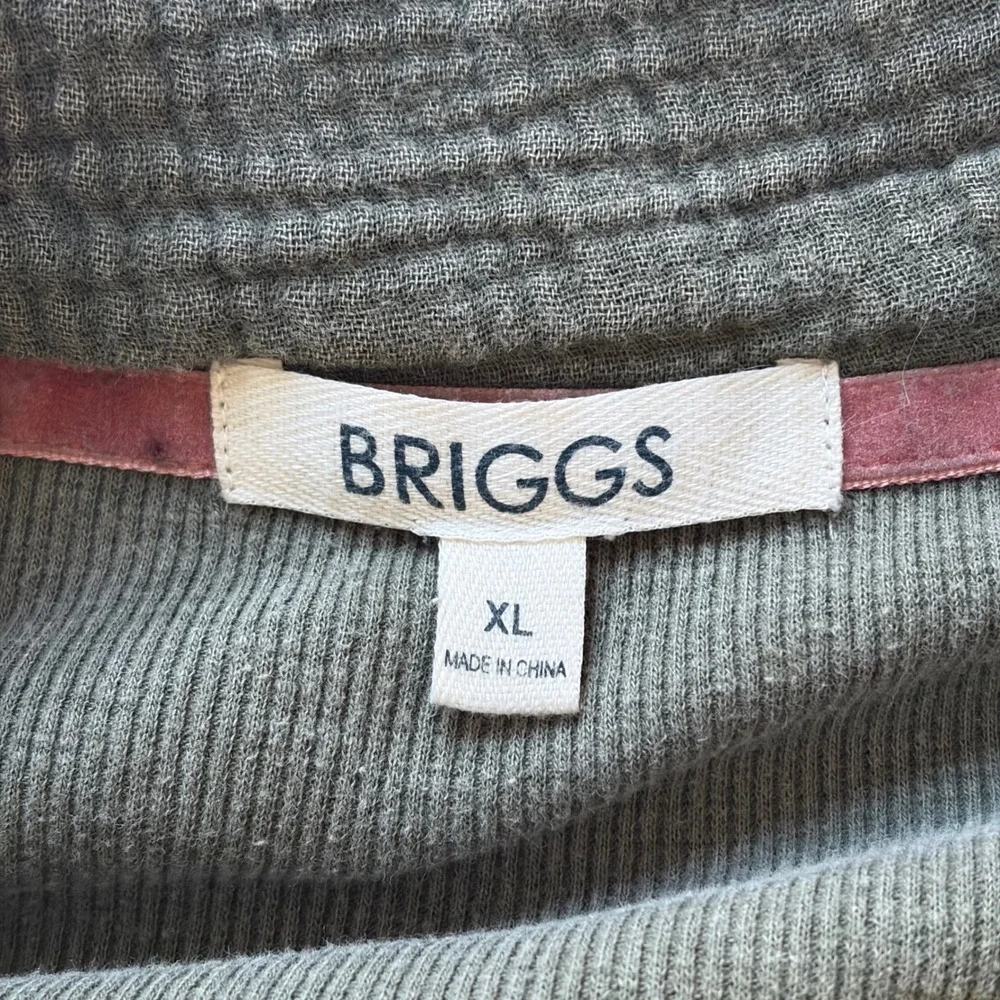 Briggs Womens XL Sage Green Waffle Knit Shacket Mixed Media Button Down Shirt